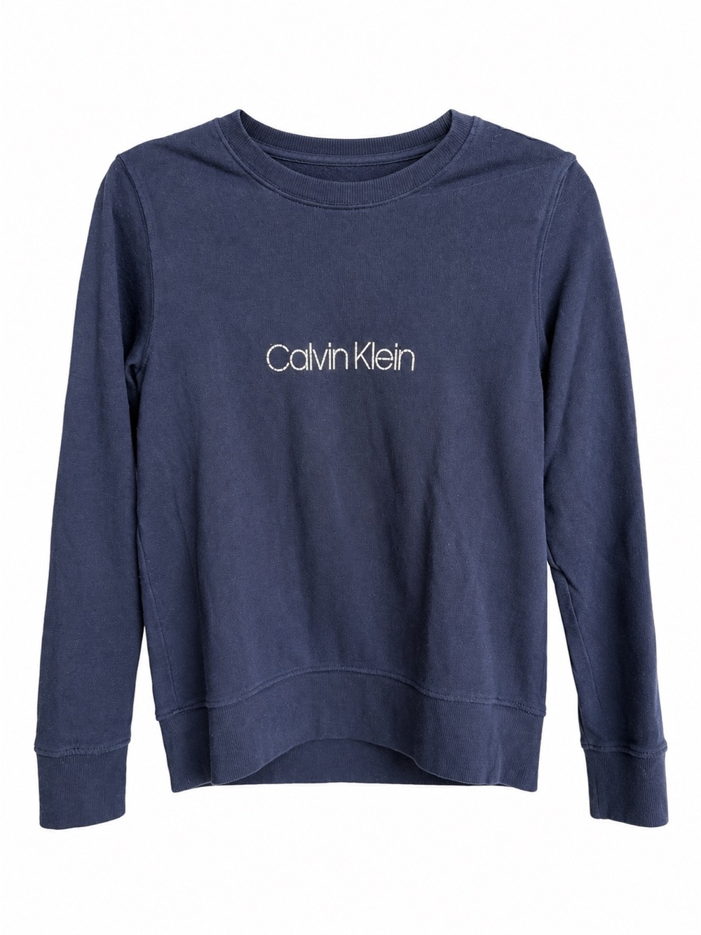 Calvin Klein Navy Blue Crewneck Sweatshirt with Embroidered Logo Size S